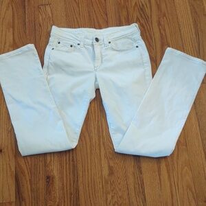 Women’s Skinny Jeans in White with Gray Contrast Stitching